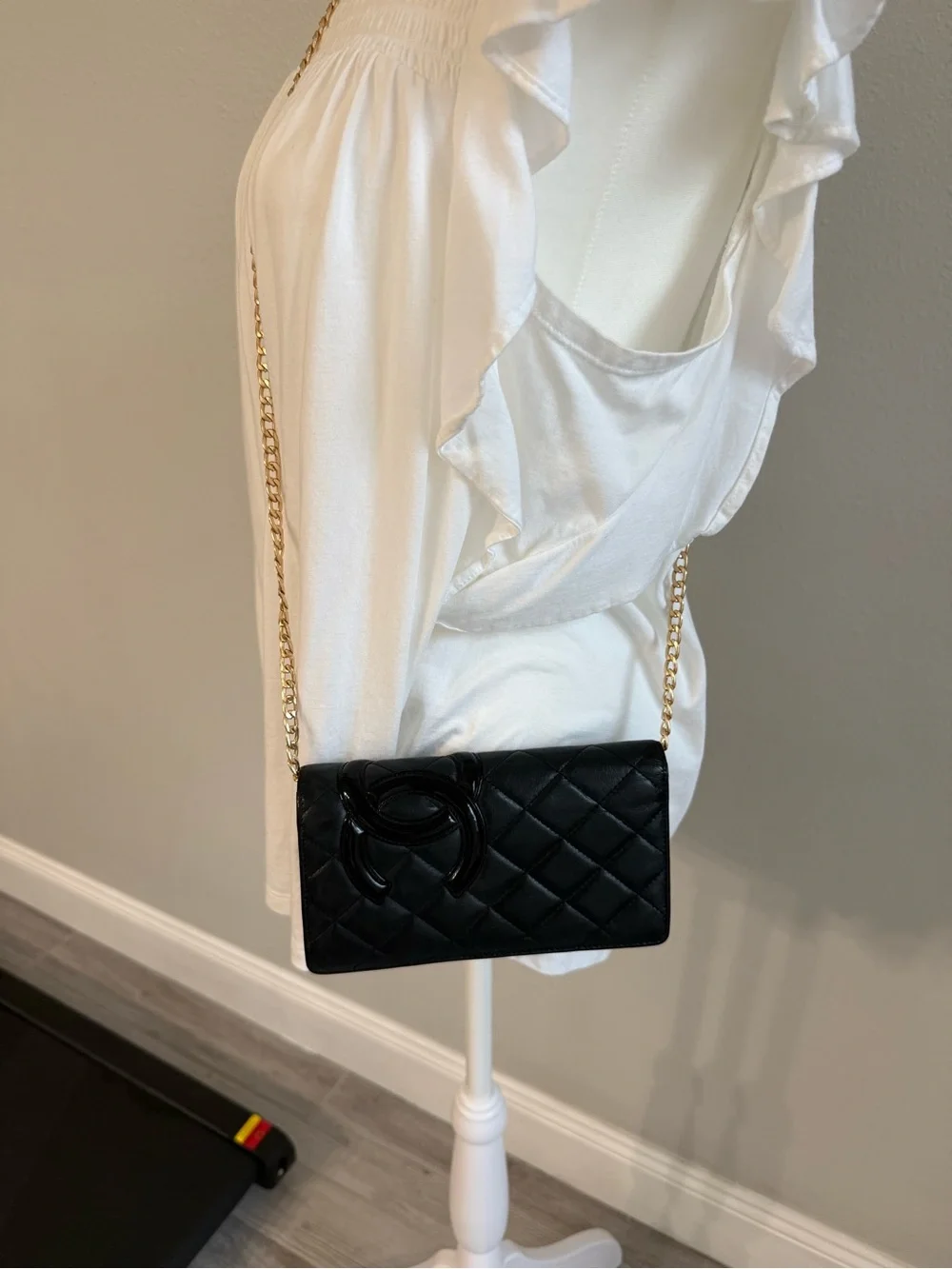 CHANEL Black Quilted Leather Clutch with Oversized CC Accent